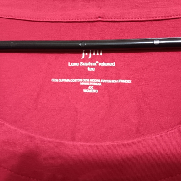 J Jill Red Supima Relaxed Tee Top - Picture 4 of 4